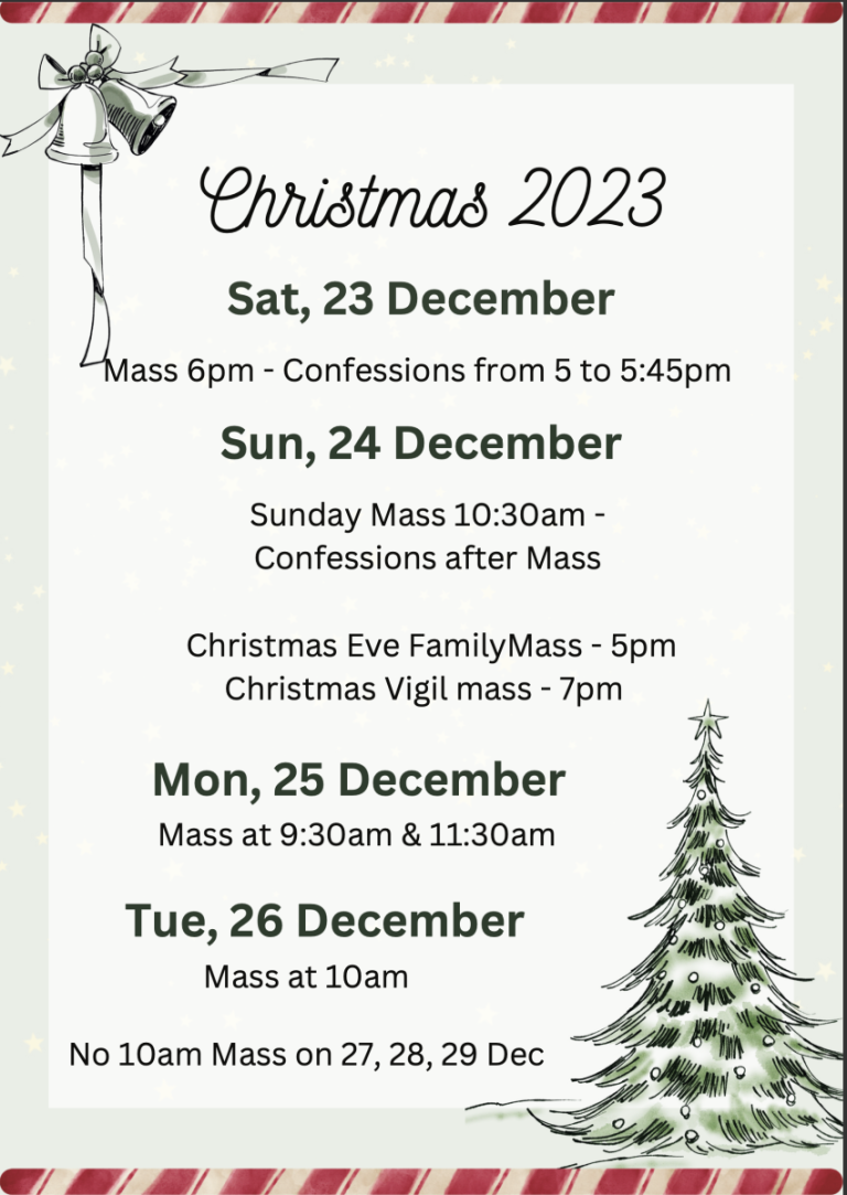 Our Christmas Mass Schedule 2023 Priorswood Parish